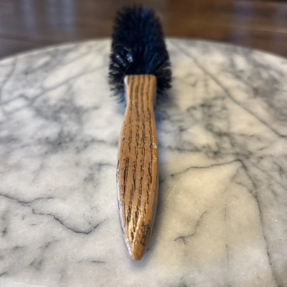 VTG Faux Wooden Wood Handle Black Bristles Wire Round Blowout Hair Brush 8.5